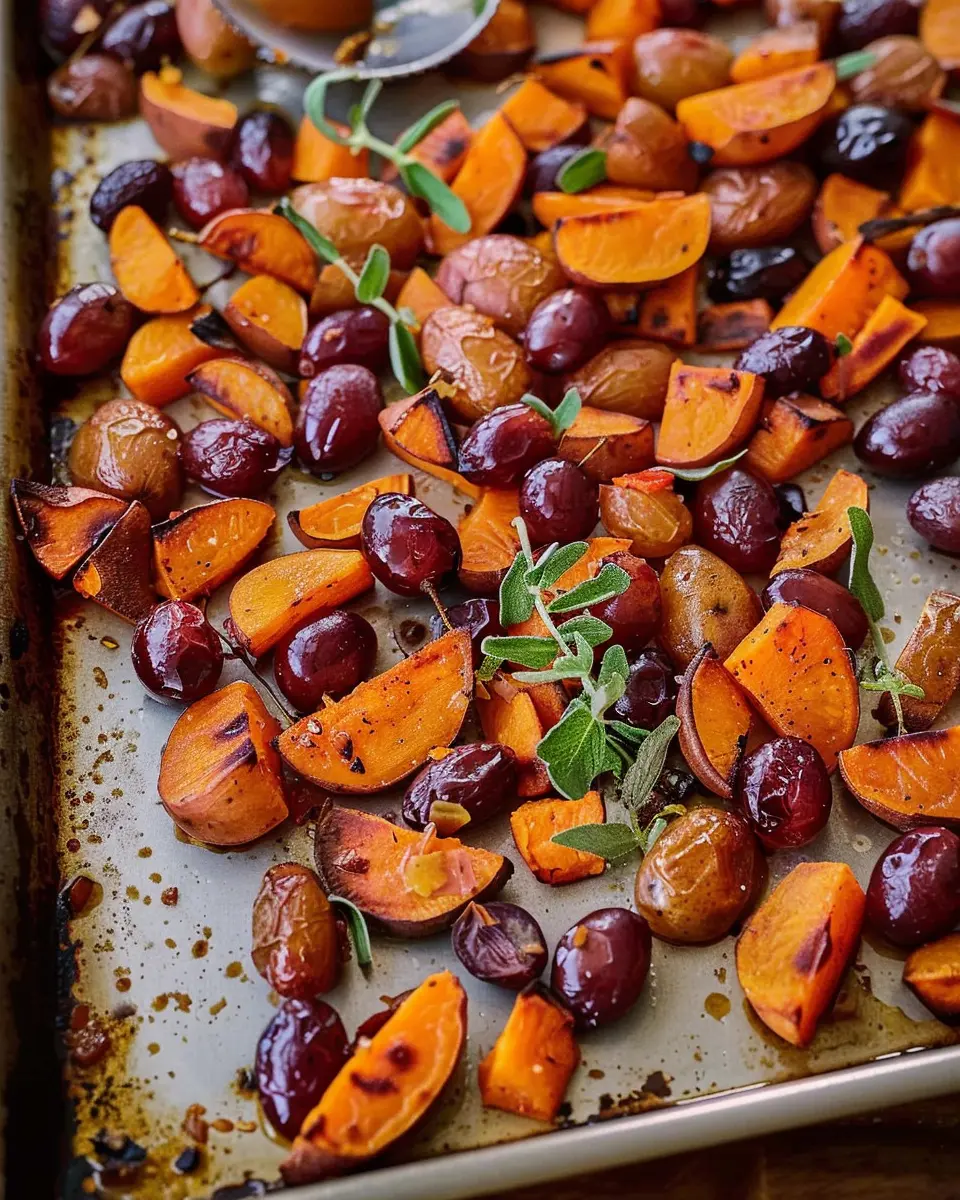Sheet Pan Roasted California Grapes and Sweet Potatoes