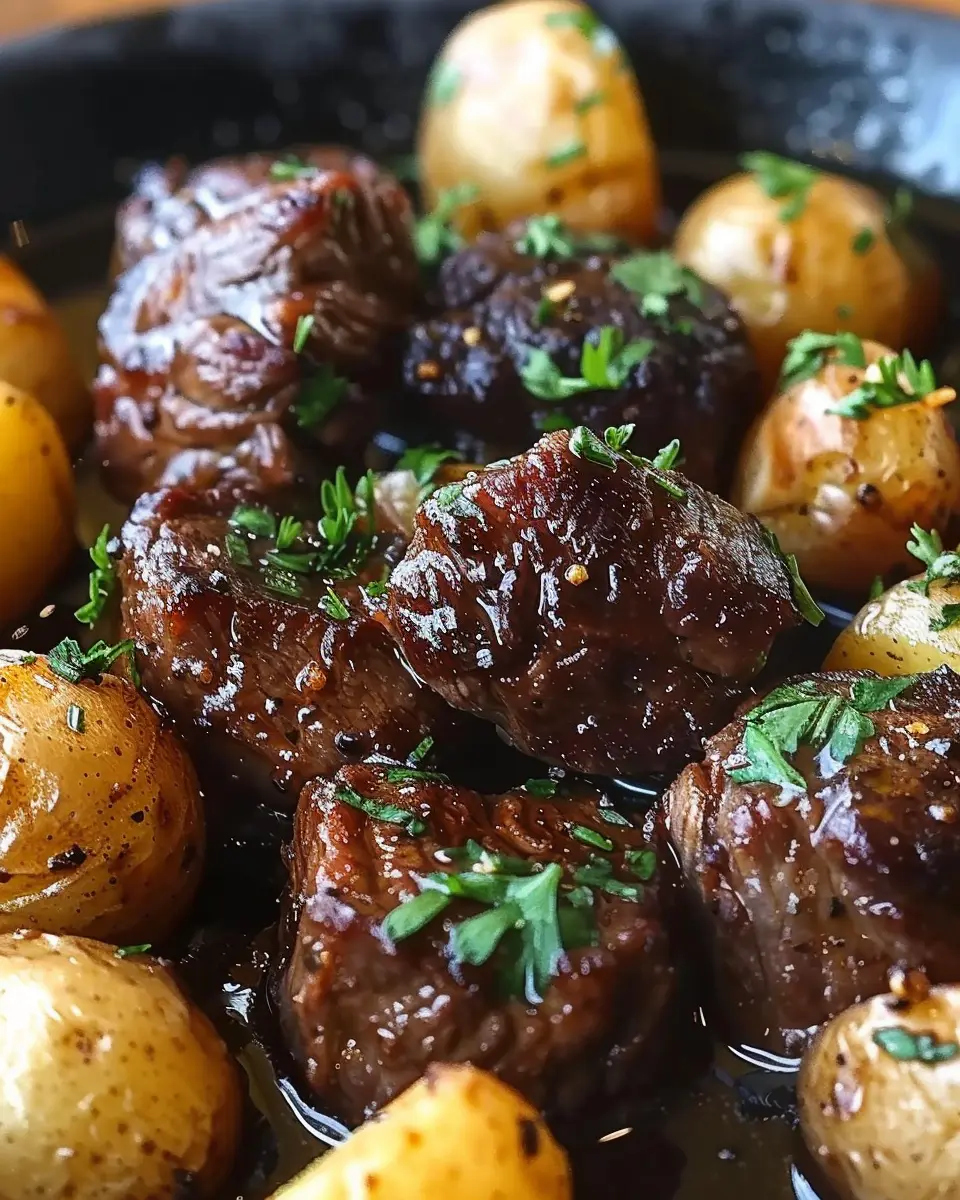 Garlic Butter Beef Bites with Potatoes