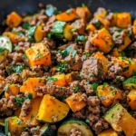 Ground Beef Zucchini Sweet Potato Skillet